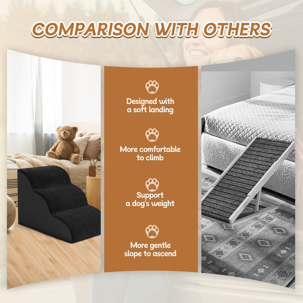 ROMROL dog stairs 4-step design offering gentle ascent