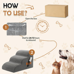 Romrol dog stairs non-slip coral fleece surface keeps paws secure