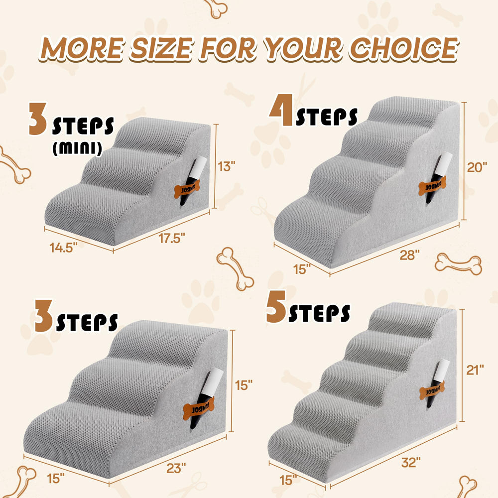 ROMROL dog stairs with non-slip waterproof cover keeps pets safe on slick floors