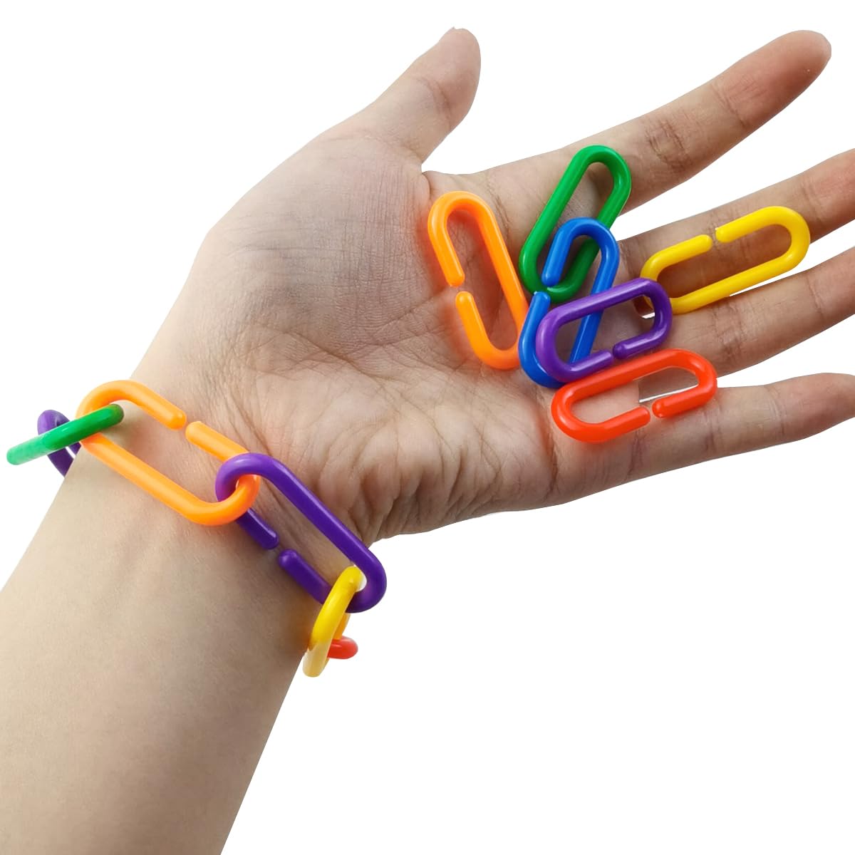 RONYOUNG multi-color plastic hooks chain links demonstrate versatile DIY climbing toys.