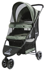 ROODO 3-wheel stroller front view highlights lightweight, easy tool-free setup.