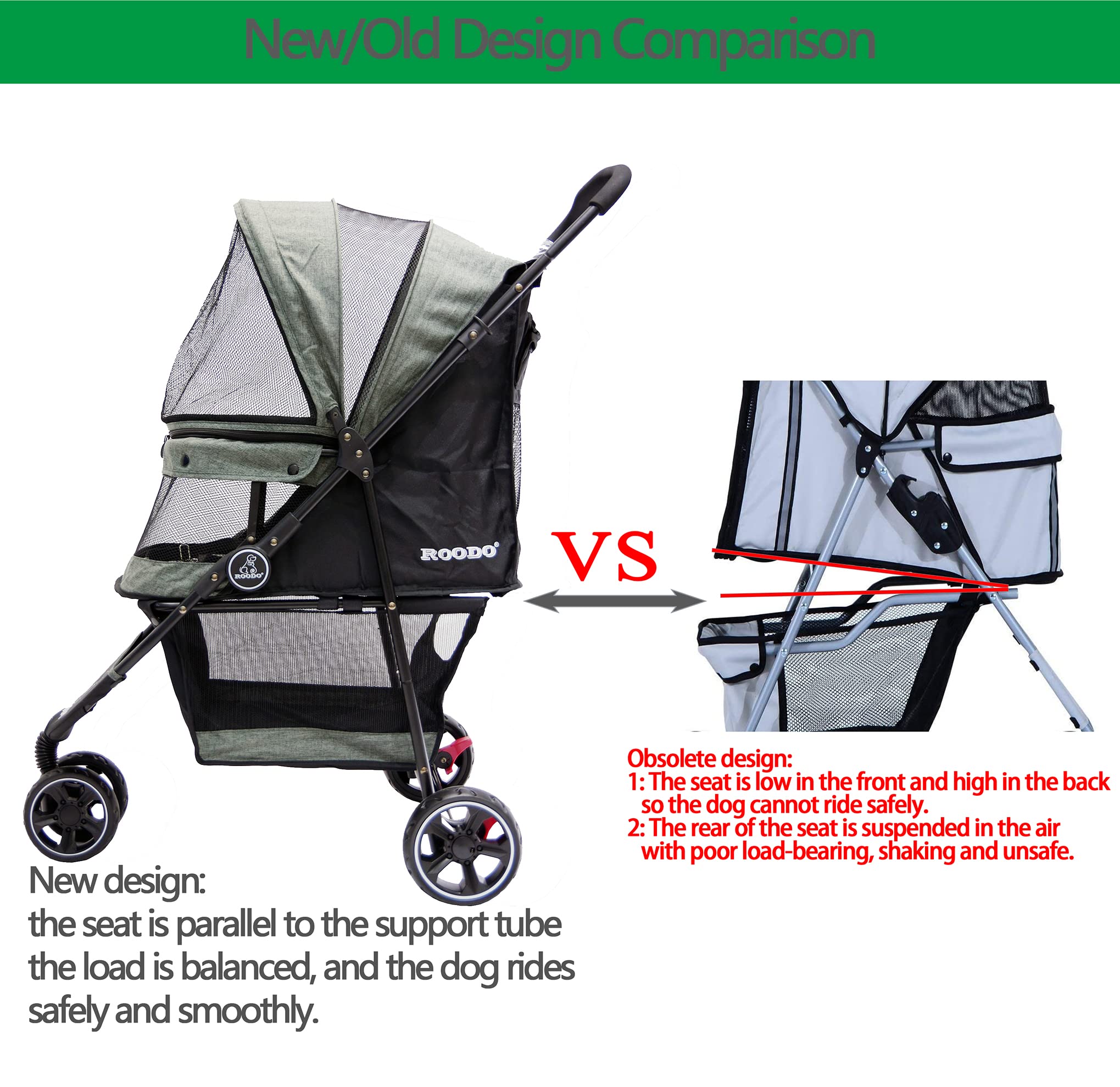 ROODO breathable mesh rest area protects pets from insects during strolls.