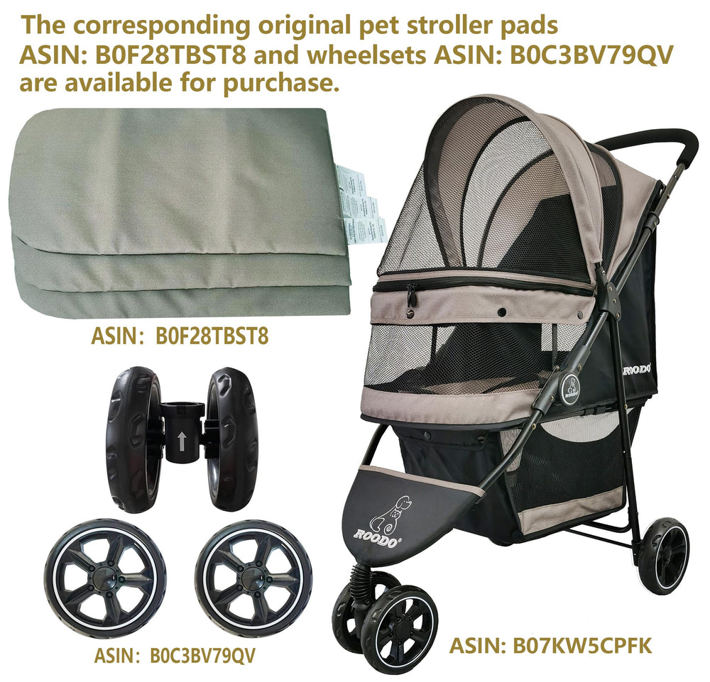 ROODO Escort all-terrain wheels depicted for park paths and sidewalk use