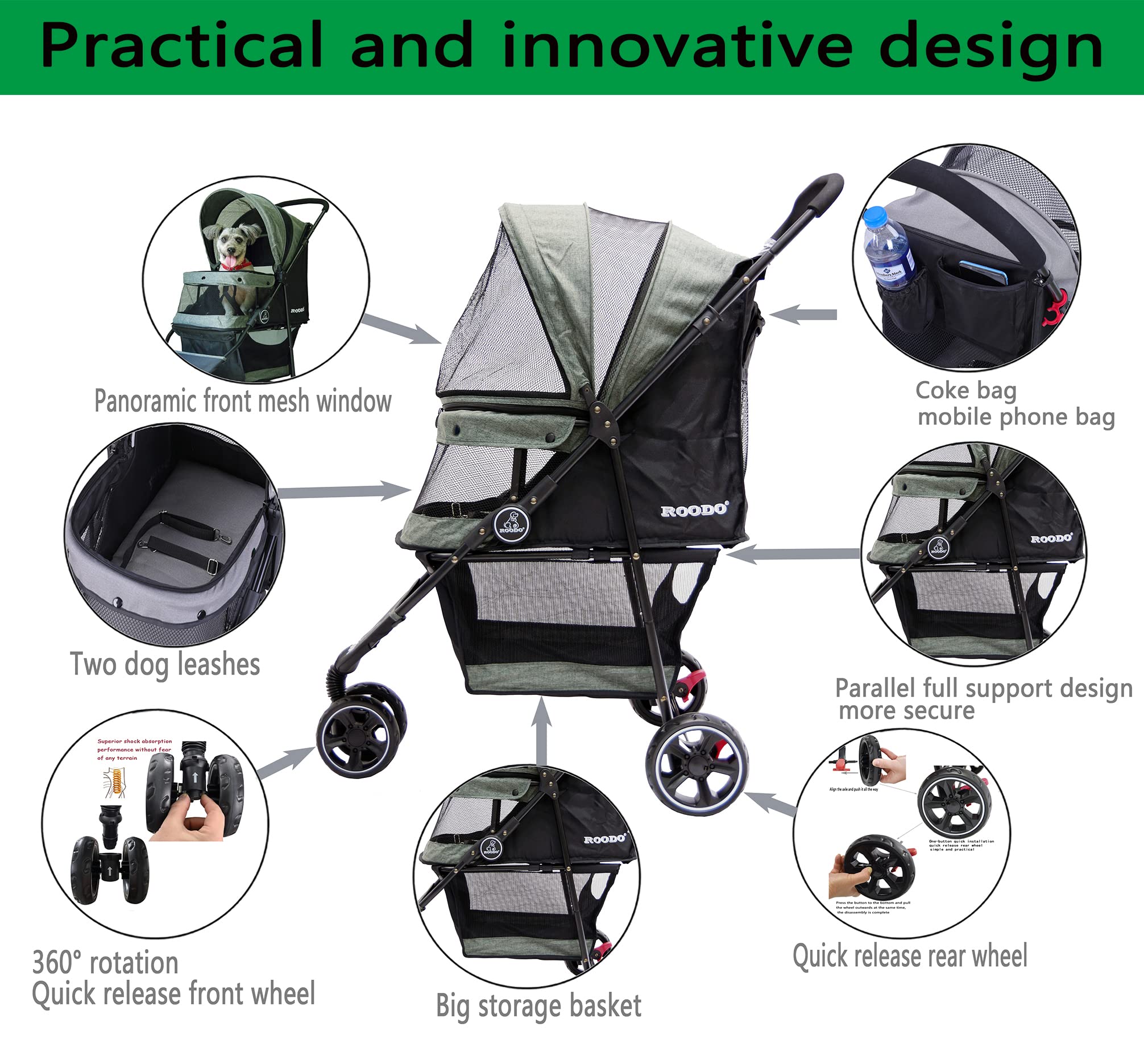 ROODO rear wheel supports stable ride on diverse surfaces.