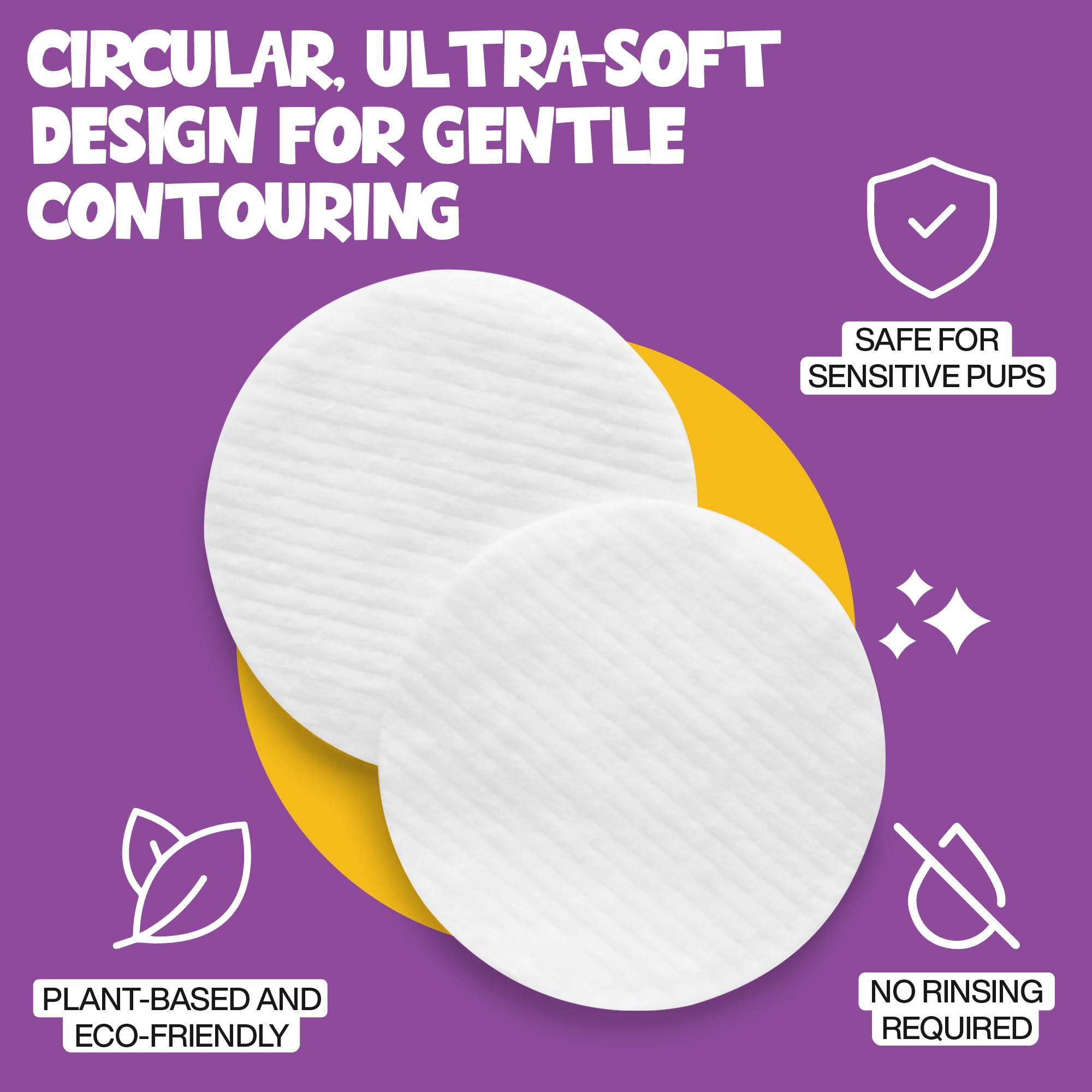ROOFUS THE DOG Eye Wipes application on dog eye demonstrates gentle stain removal.