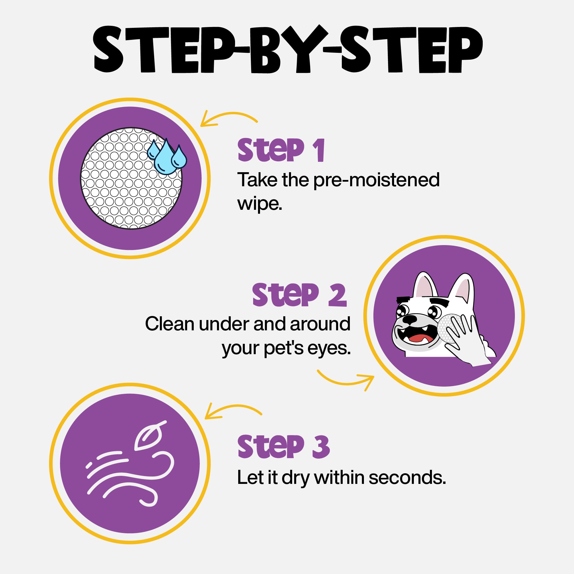 ROOFUS THE DOG Eye Wipes travel-ready canister in hand supports on-the-go cleaning.