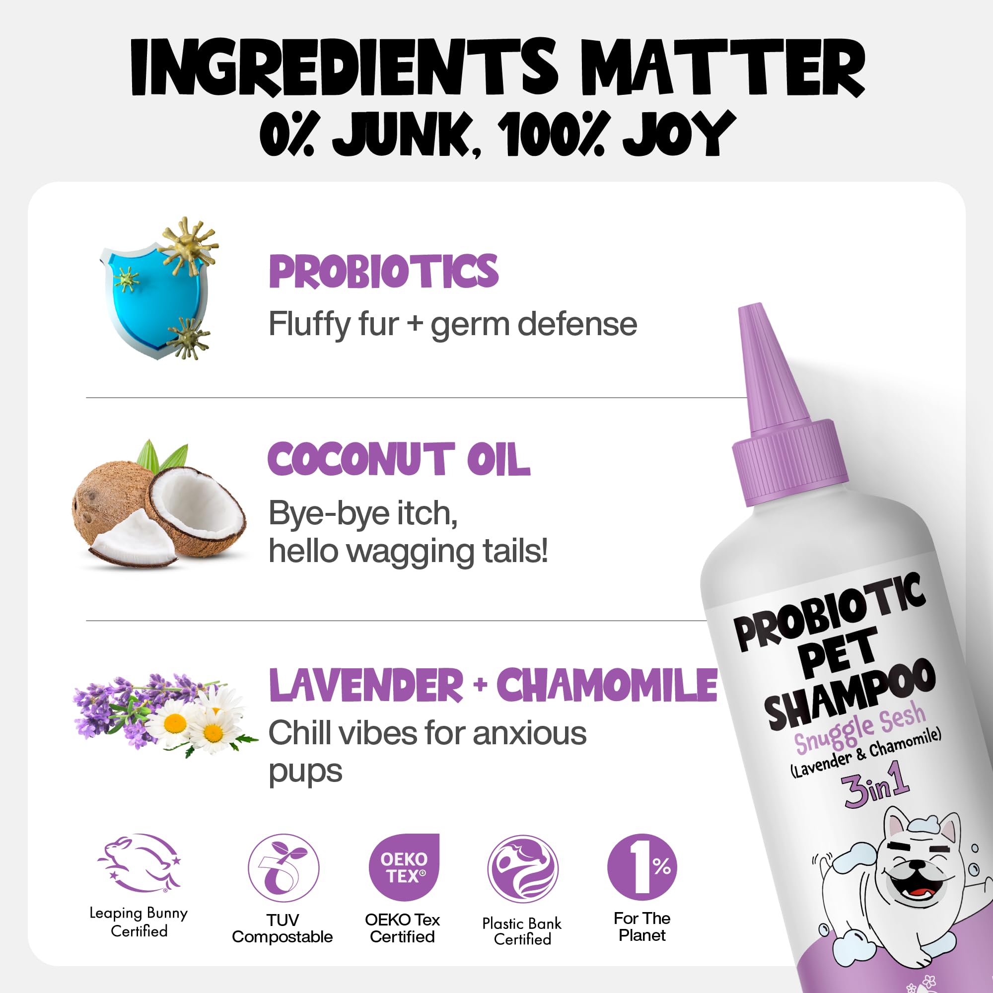 ROOFUS THE DOG hypoallergenic pet shampoo packaging for sensitive skin homes.