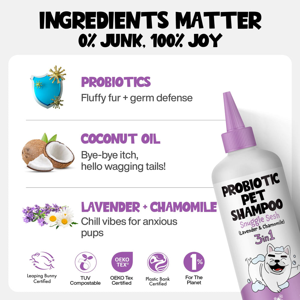 ROOFUS THE DOG hypoallergenic pet shampoo packaging for sensitive skin homes.