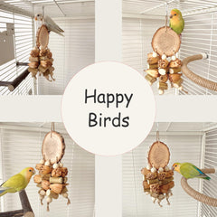 ROOJUNE braided-fabric attachments image demonstrates versatile textures for interactive bird play.