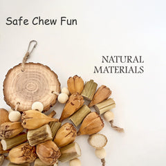 ROOJUNE paper-twists and wooden-beads show budget-friendly, endless enrichment for small birds.