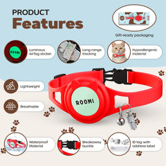ROOMI airtag collar holder demonstrates secure integration for Apple AirTag.