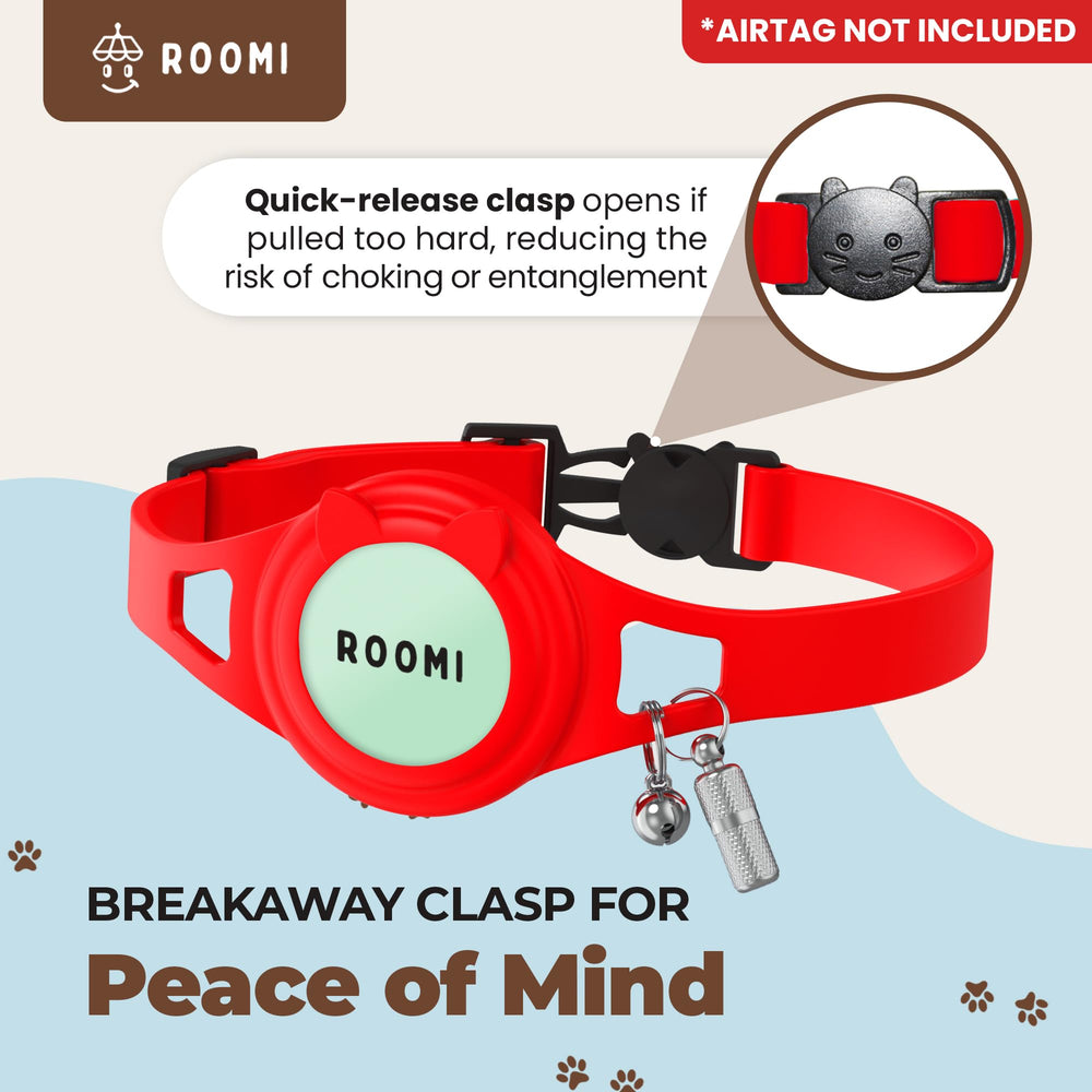 ROOMI waterproof lightweight cat collar for all-day comfort.