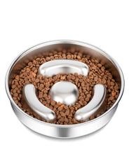 RooXchowla slow feeder bowl front view highlights maze design for paced meals.