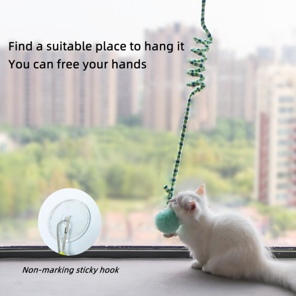 RORIPOPPU 3Pcs cat spring toys detachable suction cup enables quick wall setup