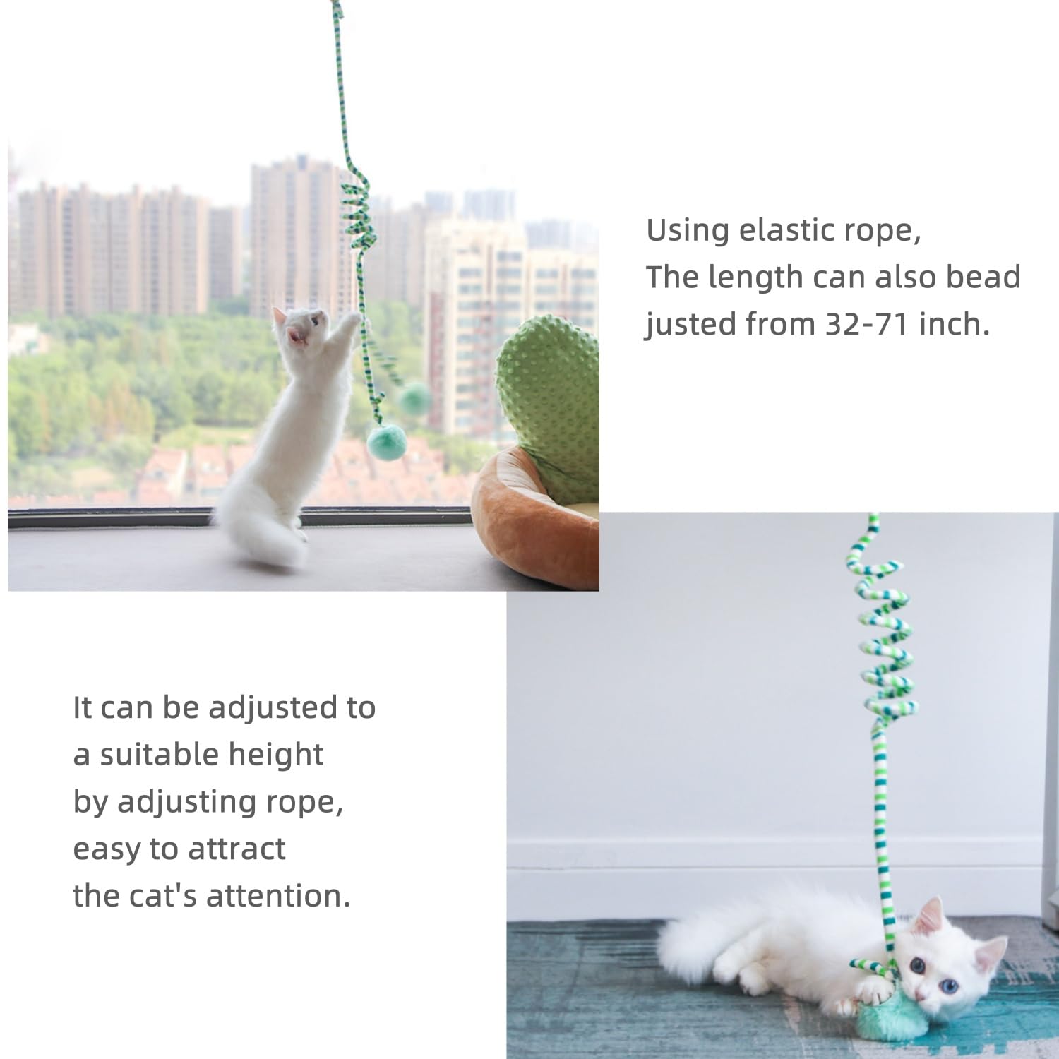 RORIPOPPU 3Pcs cat spring toys long-tail elastic shows durable bouncing action
