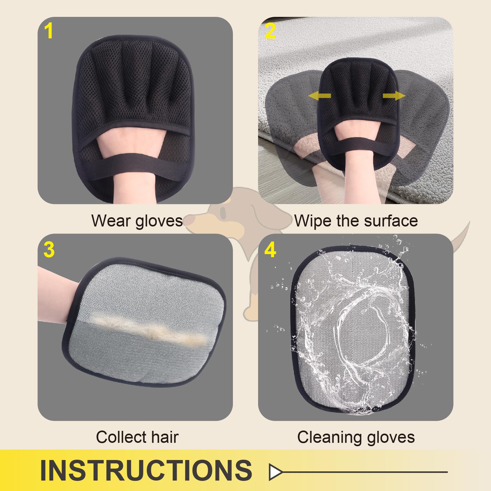Rorodog Magic Brush Glove on bedding for fast hair removal.