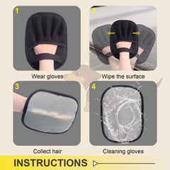 Rorodog Magic Brush Glove on bedding for fast hair removal.
