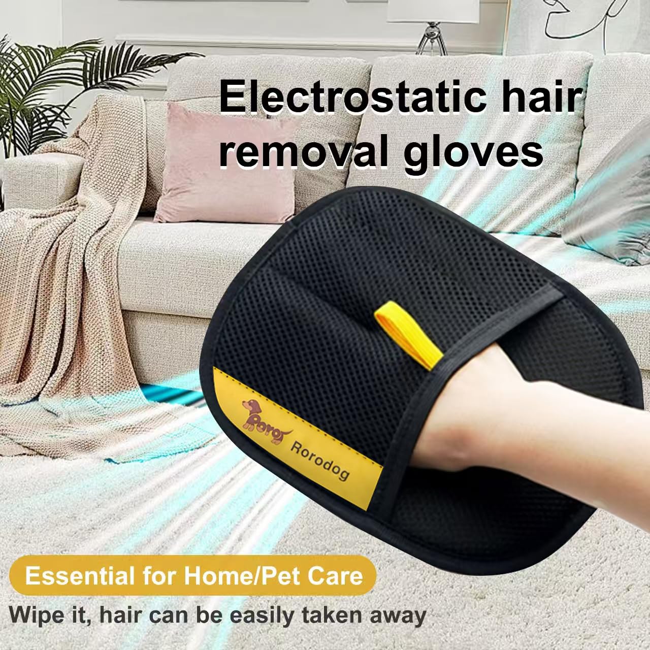 Rorodog Magic Brush Gloves sofa and mattress lint removal in seconds.