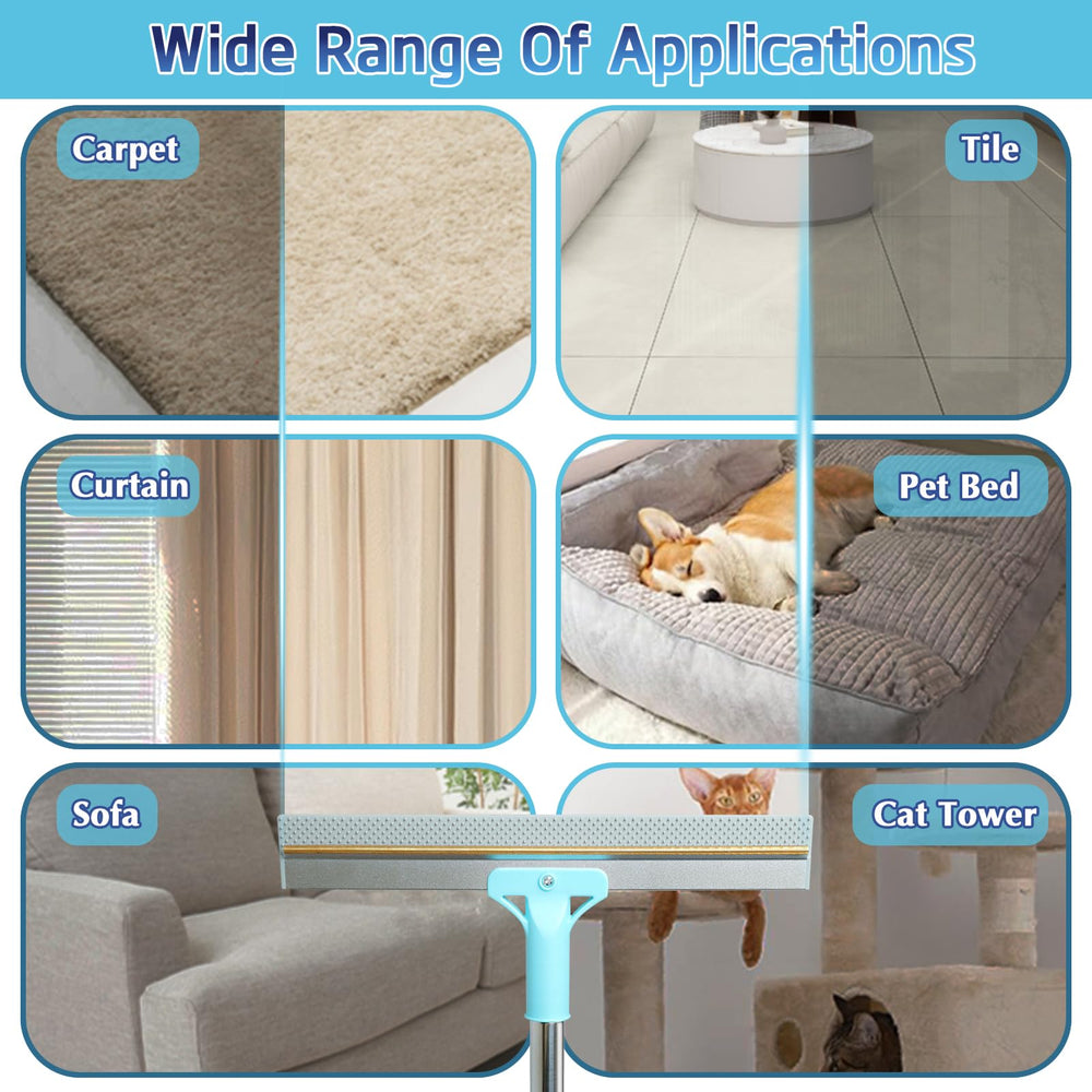 ROROUP cleaning on couch and rugs shows effective removal of pet hair.