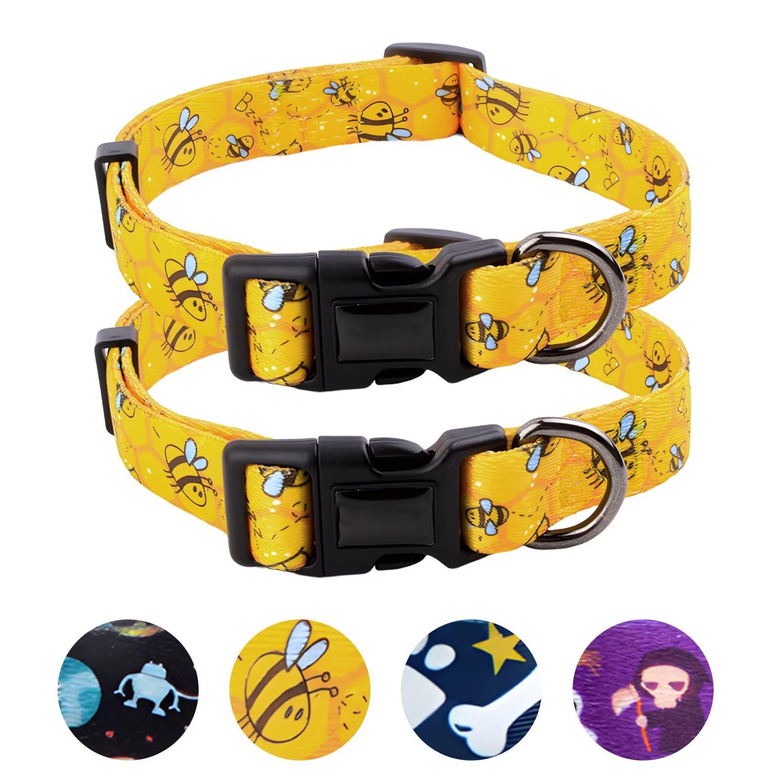 RoseYouth easy clean collar yellow bees pattern hand wash friendly for busy pet parents.