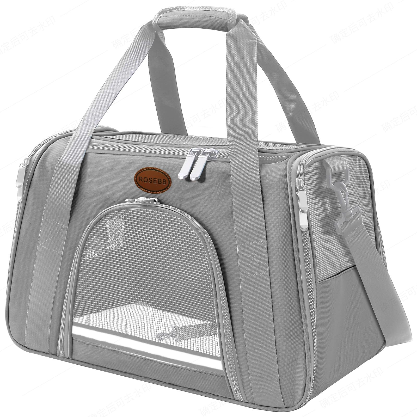 ROSEBB cat carrier grey front view for safe hands-free travel