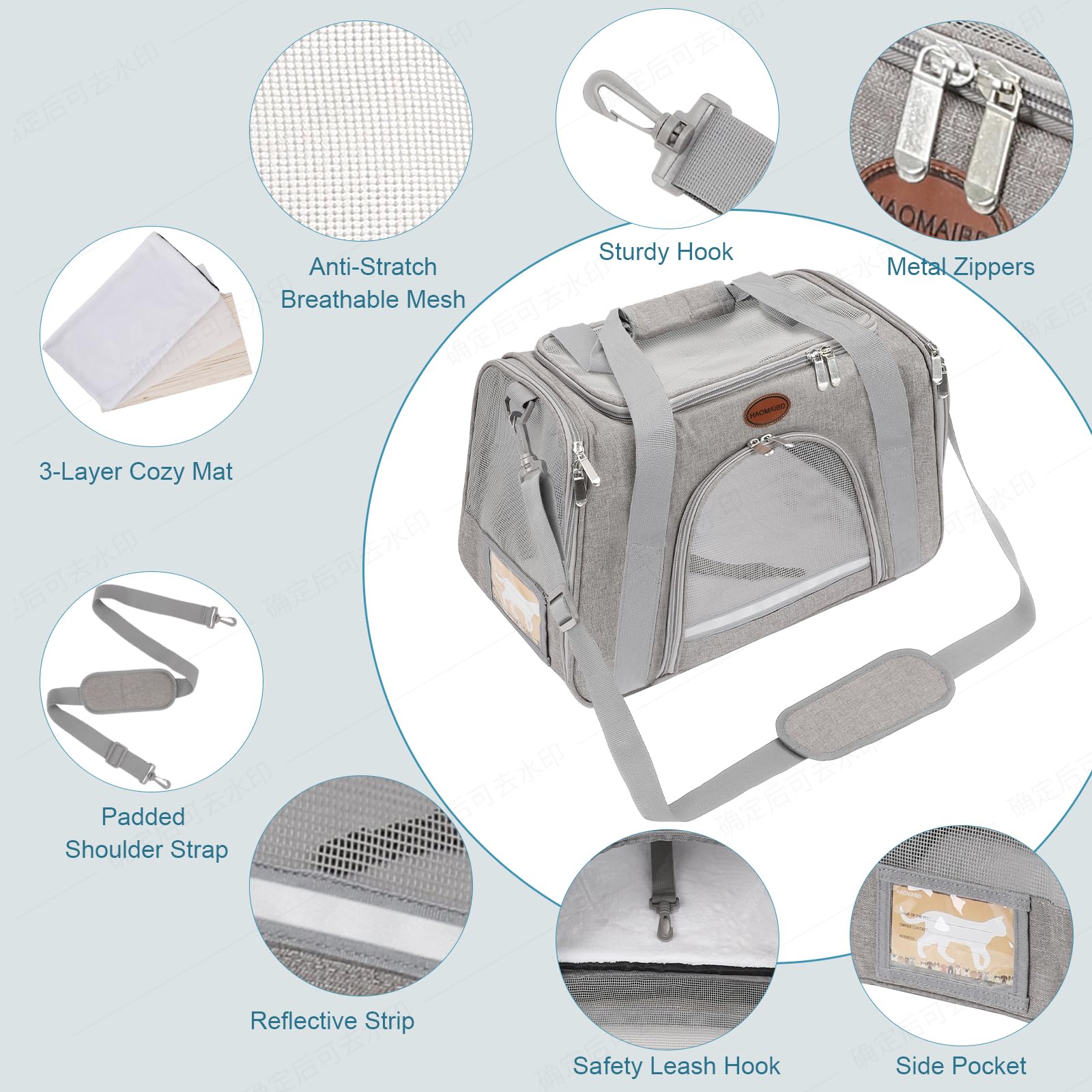 ROSEBB pet carrier side mesh view highlighting breathable comfort