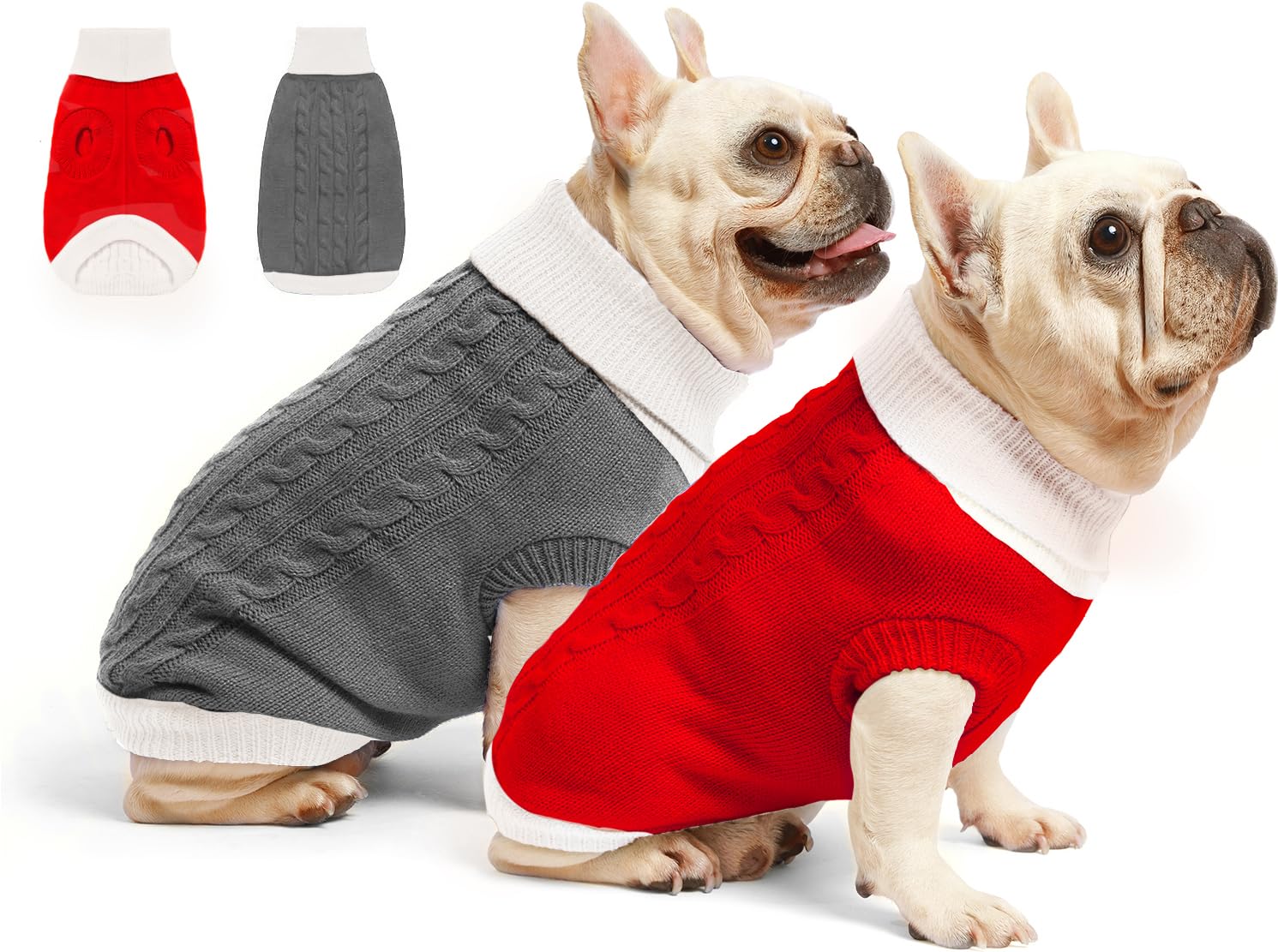 Roseelk dog Christmas sweater XS red front view offers cozy warmth for tiny pets