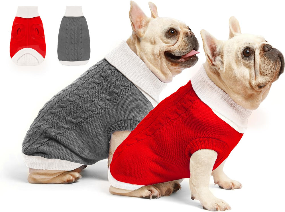 Roseelk dog Christmas sweater XS red front view offers cozy warmth for tiny pets