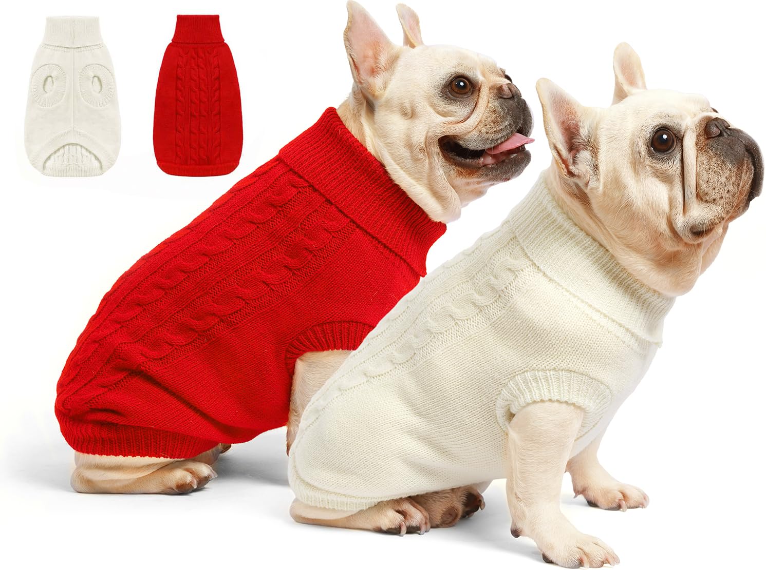Roseelk dog sweater M red front-view; warm protection for small dogs on chilly days.