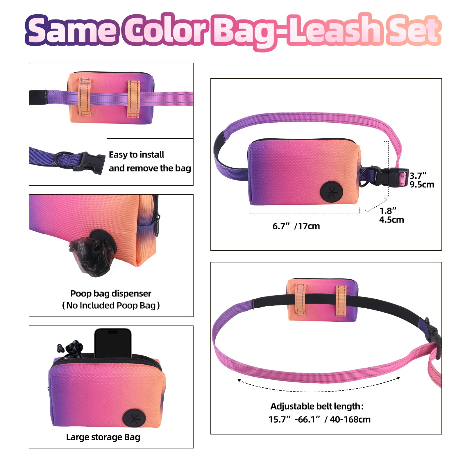 Roses&Poetry Hands Free Leash dual handles enable quick-control on busy streets.