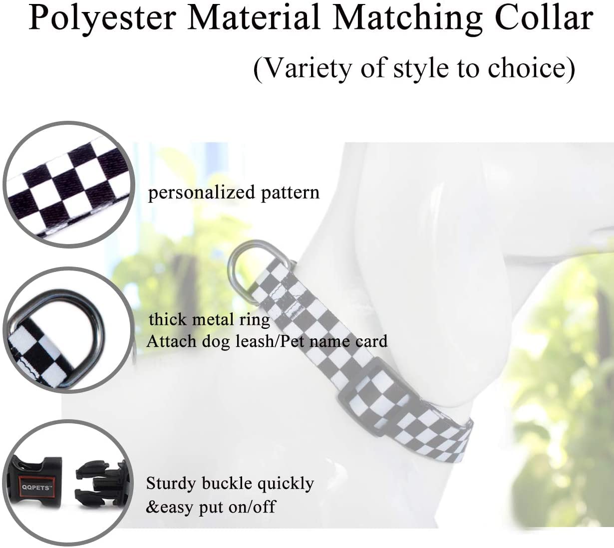 Roses&Poetry premium materials durable collar details abrasion resistant polyester and stainless hardware