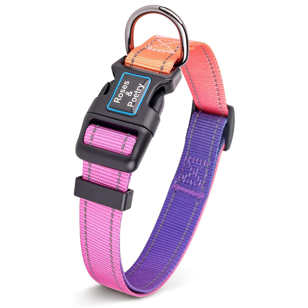Roses&Poetry reflective collar gradient Mistyrose close-up shows night visibility for safe night walks.