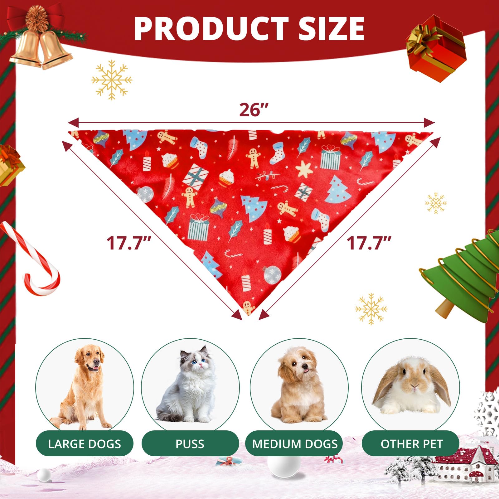 RoseYouth Christmas dog bandana in green pattern adds stylish holiday look.