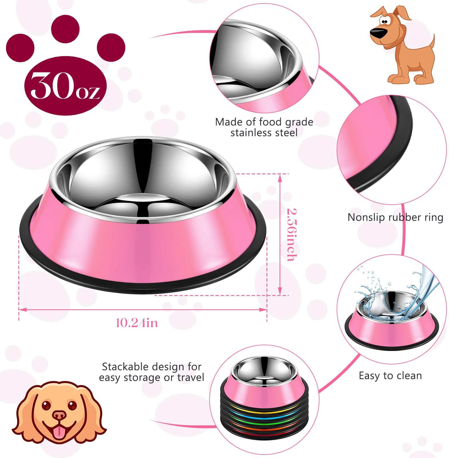 Roshtia dog bowls with anti-slip base keep bowls in place during feeding