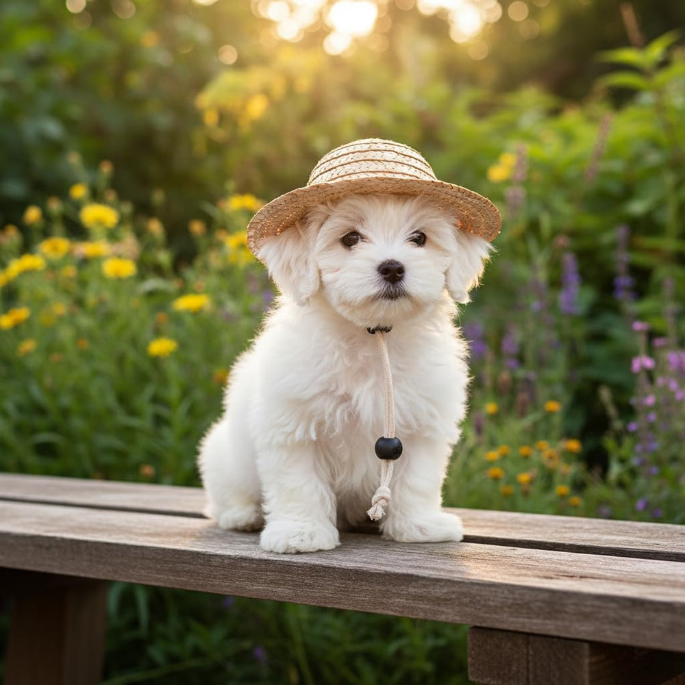 Rosojodg adjustable-fit hat with secure strap for pets.