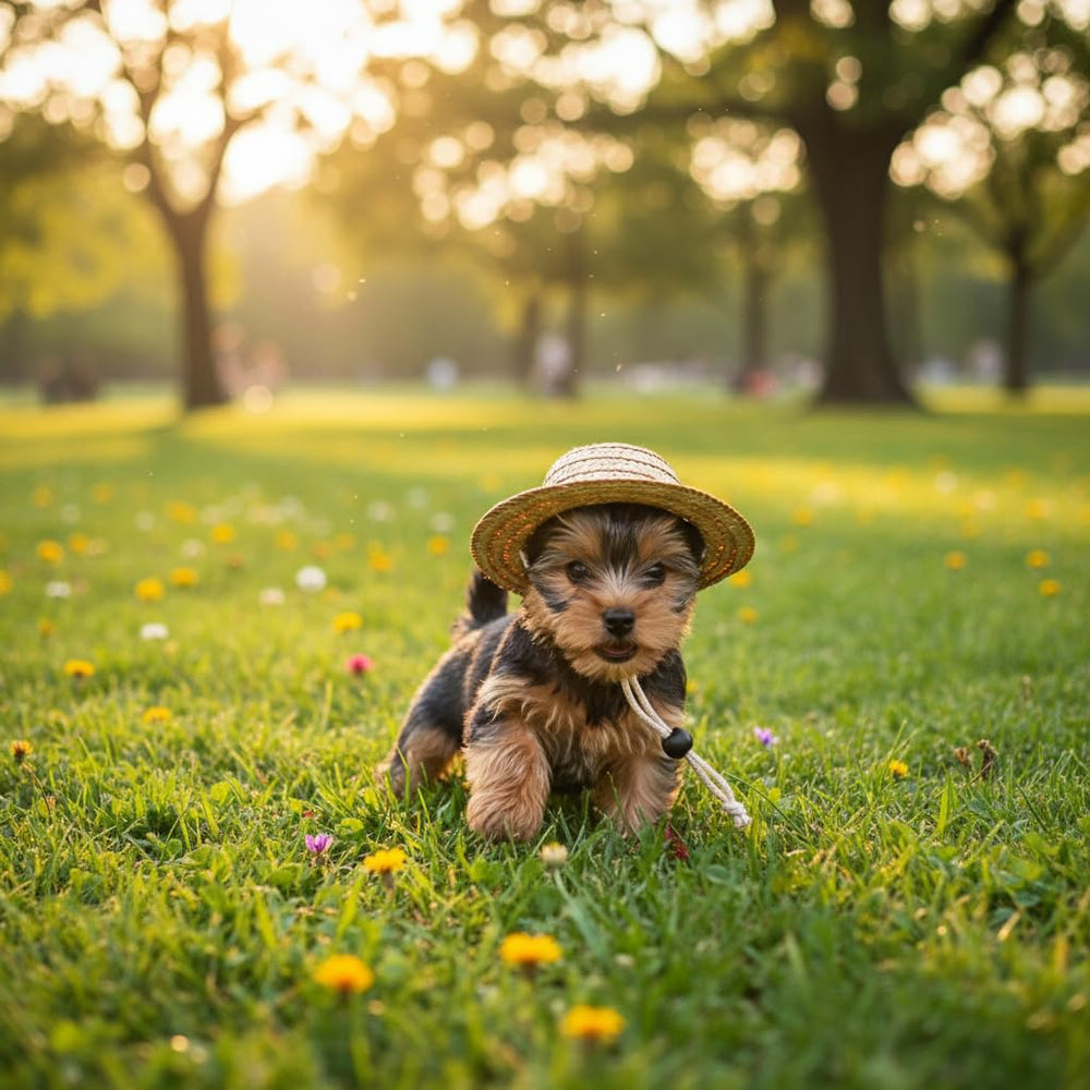 Rosojodg hat worn during outdoor activity on a dog.