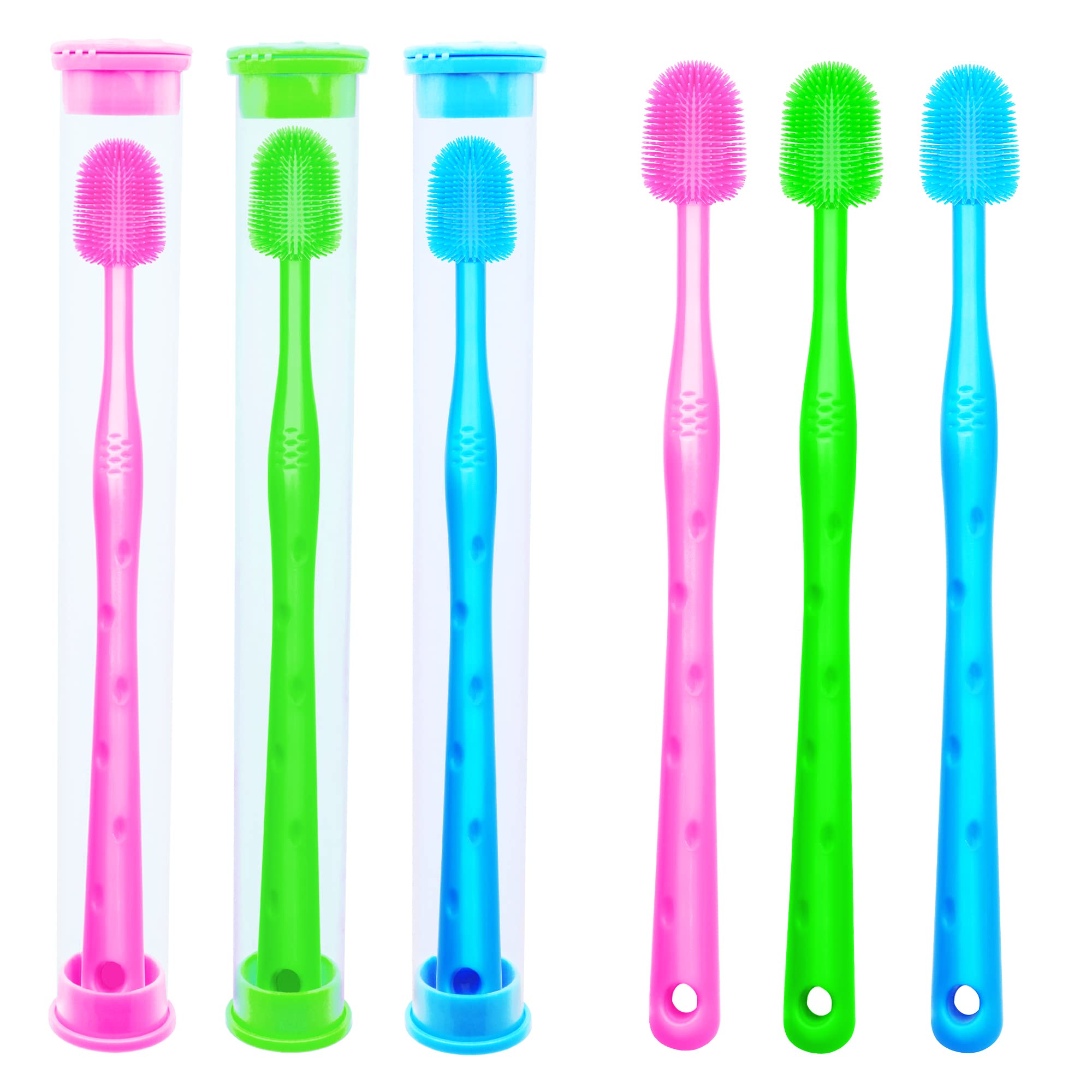 RosyLife two-finger toothbrush soft cotton nylon fits fingers securely for easy brushing.