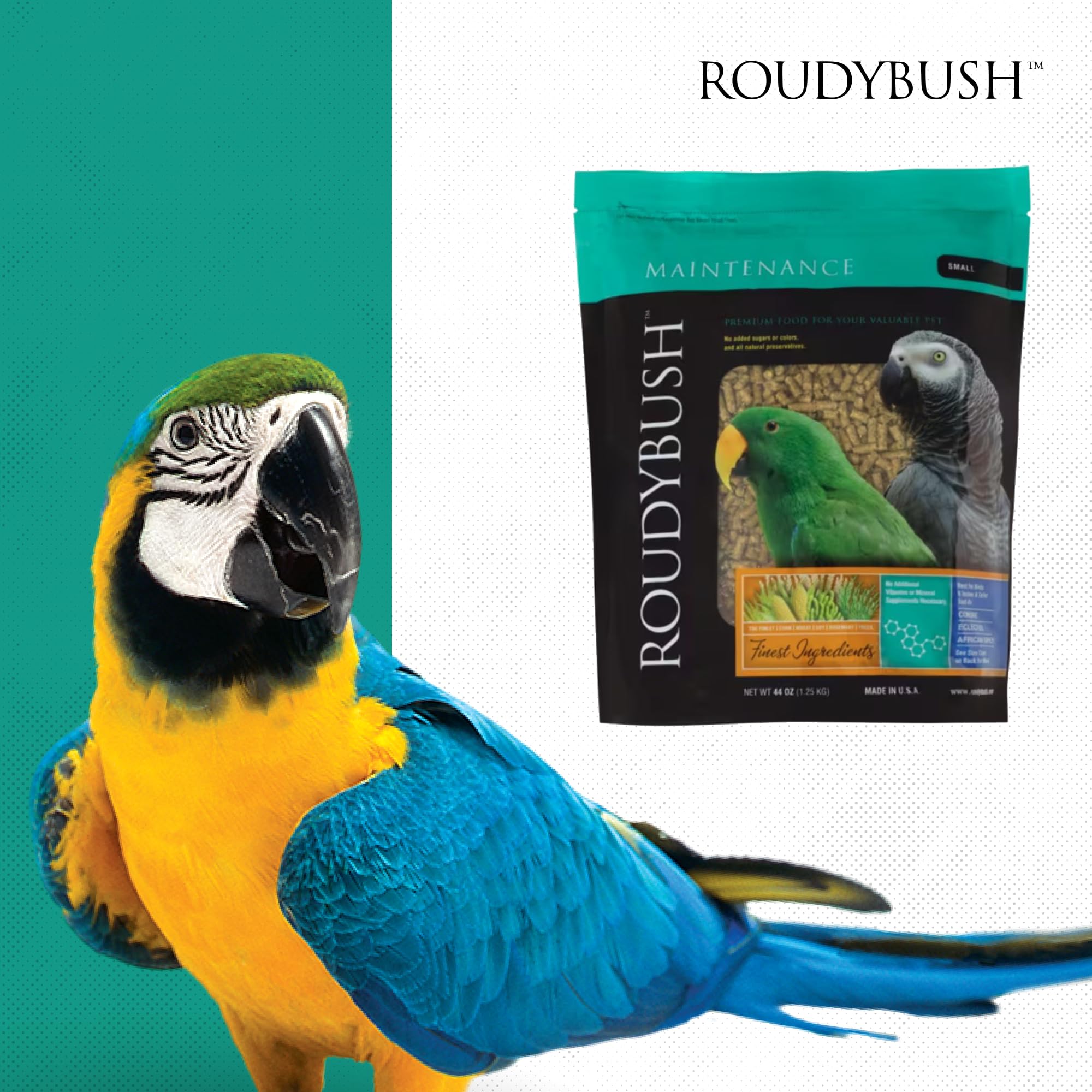 Roudybush Daily Maintenance side-info panel communicates product basics at a glance