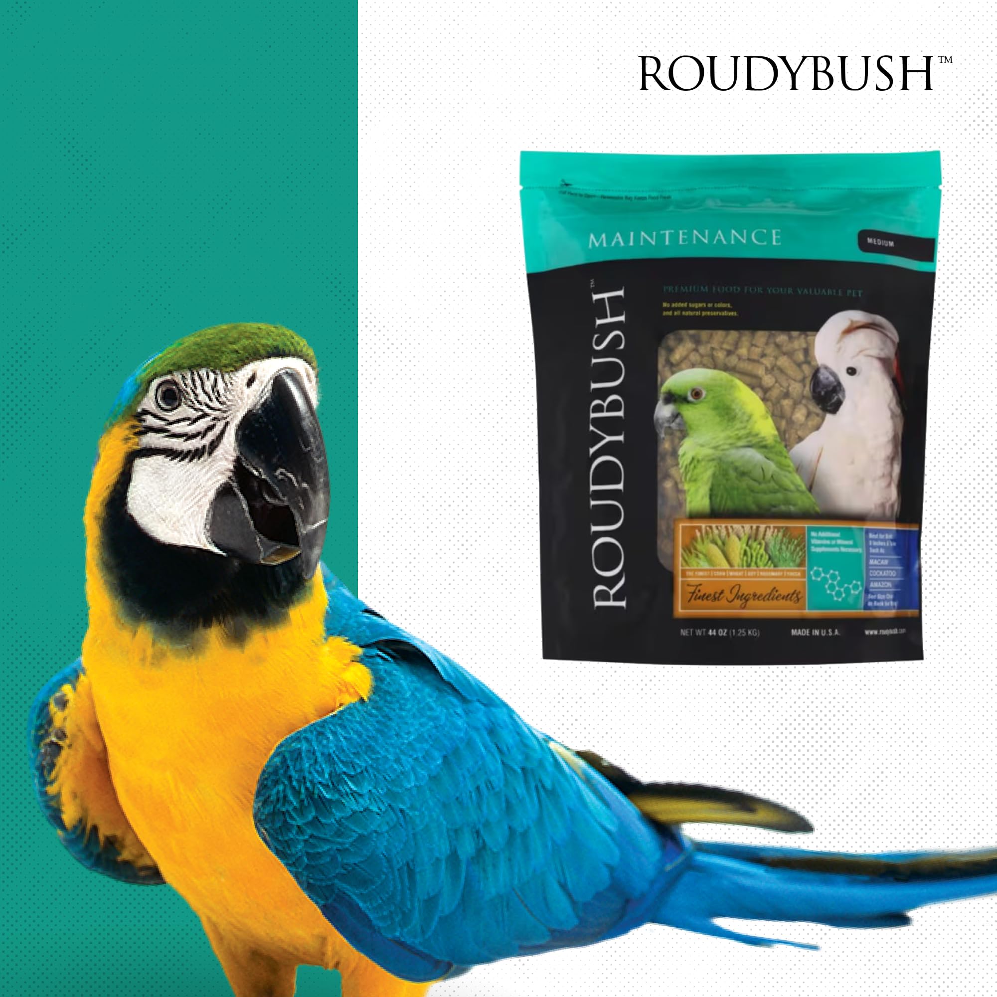 RoudyBush daily maintenance bird food store display ready for shoppers.