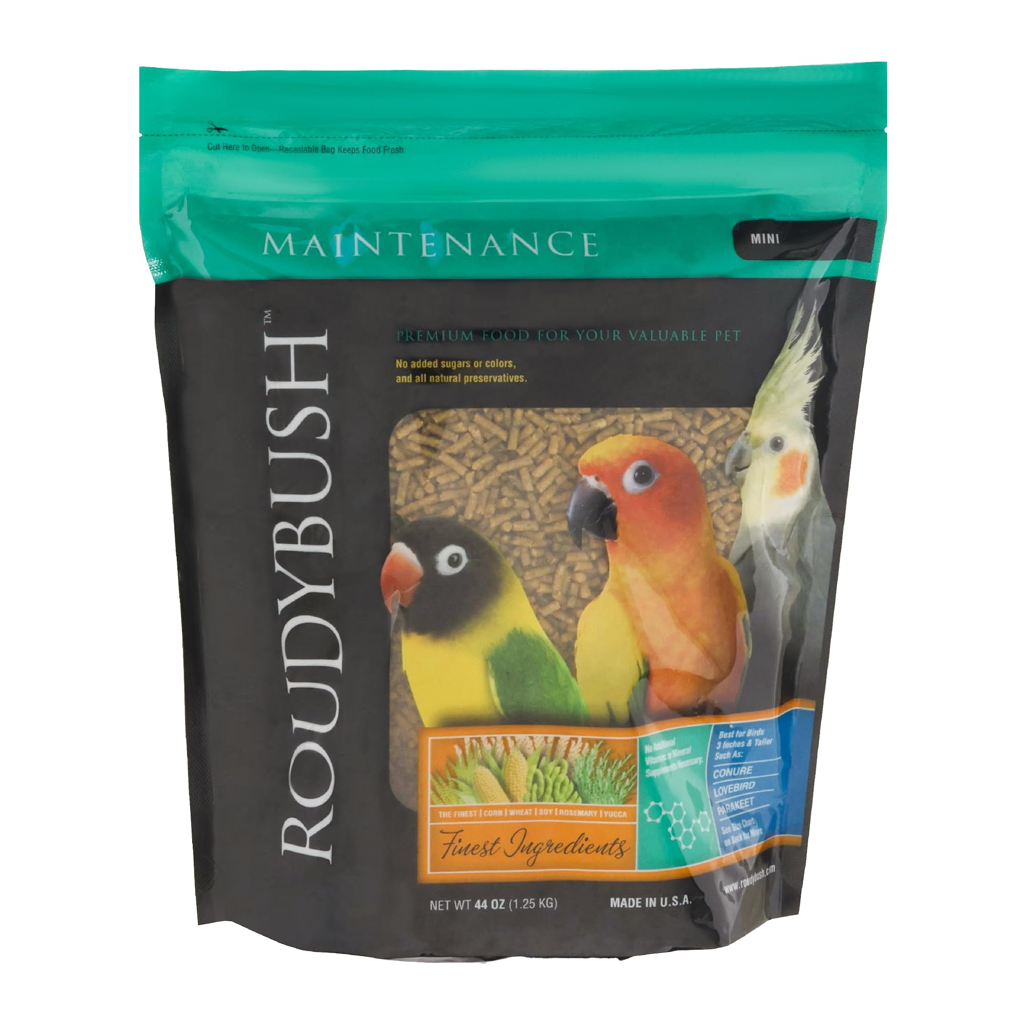Roudybush Daily Maintenance packshot shows nutritious pellets for birds