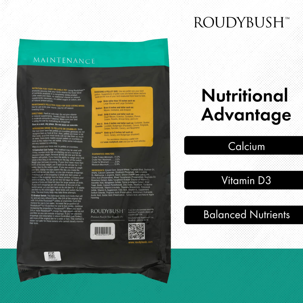 Roudybush Pellet diet reduces waste – a cleaner feeder and cage setup.