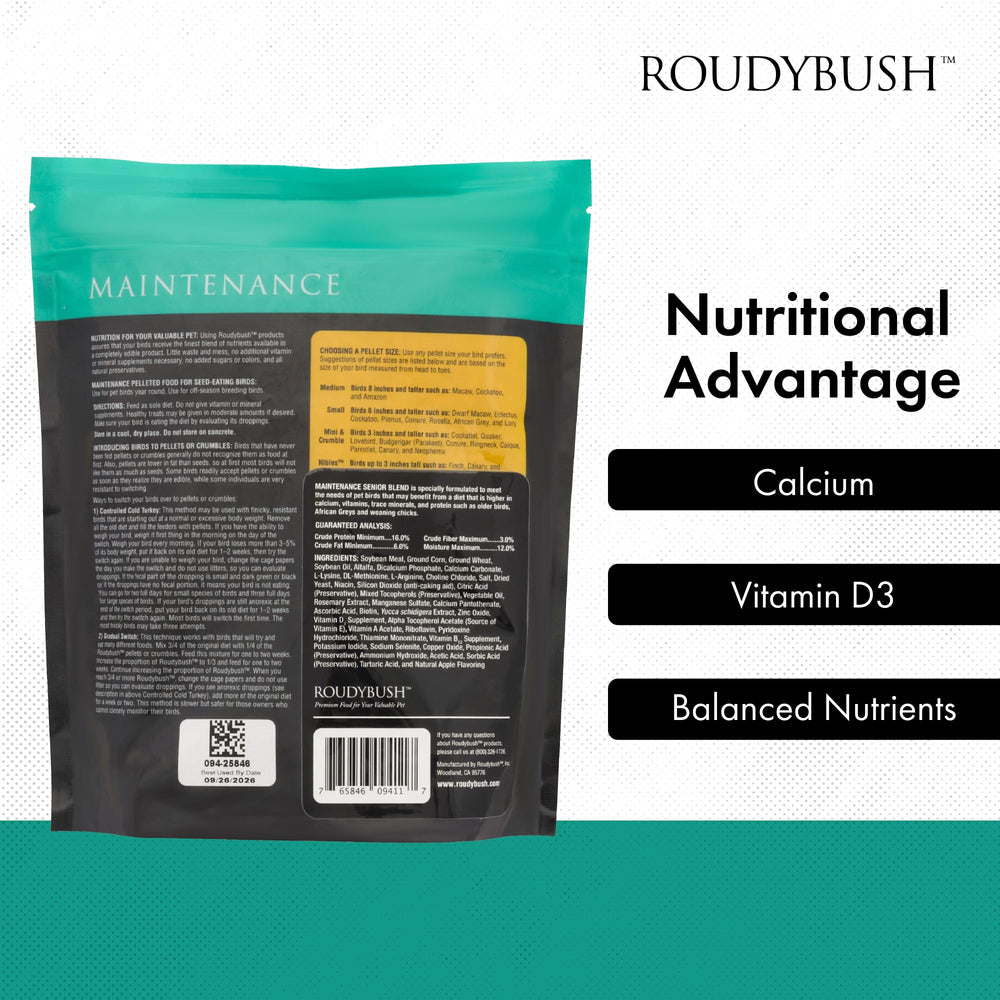 RoudyBush Senior Bird Diet in a bird feeder setup for everyday feeding.