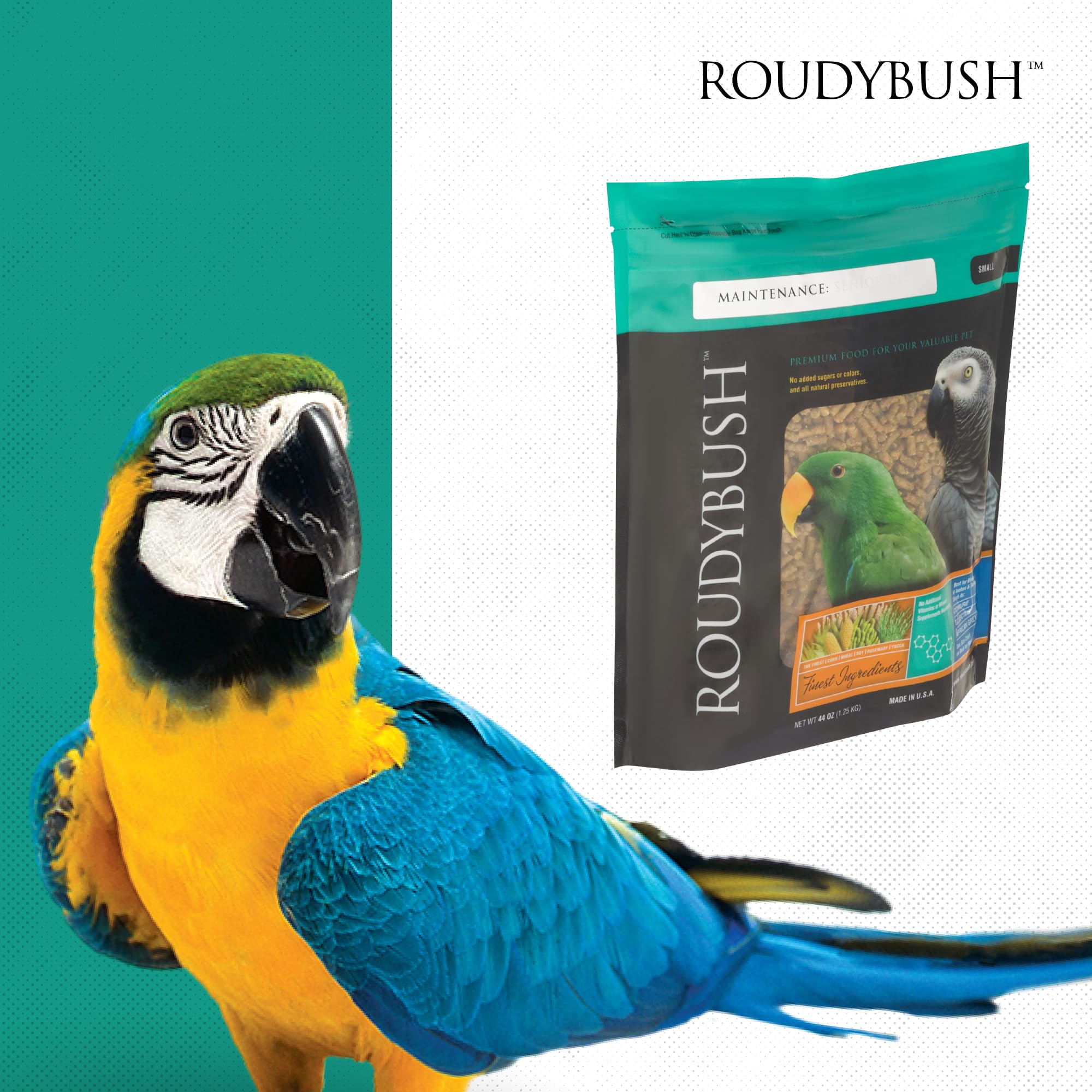 RoudyBush Senior Bird Diet family meal setup illustrates varied feeding ideas.