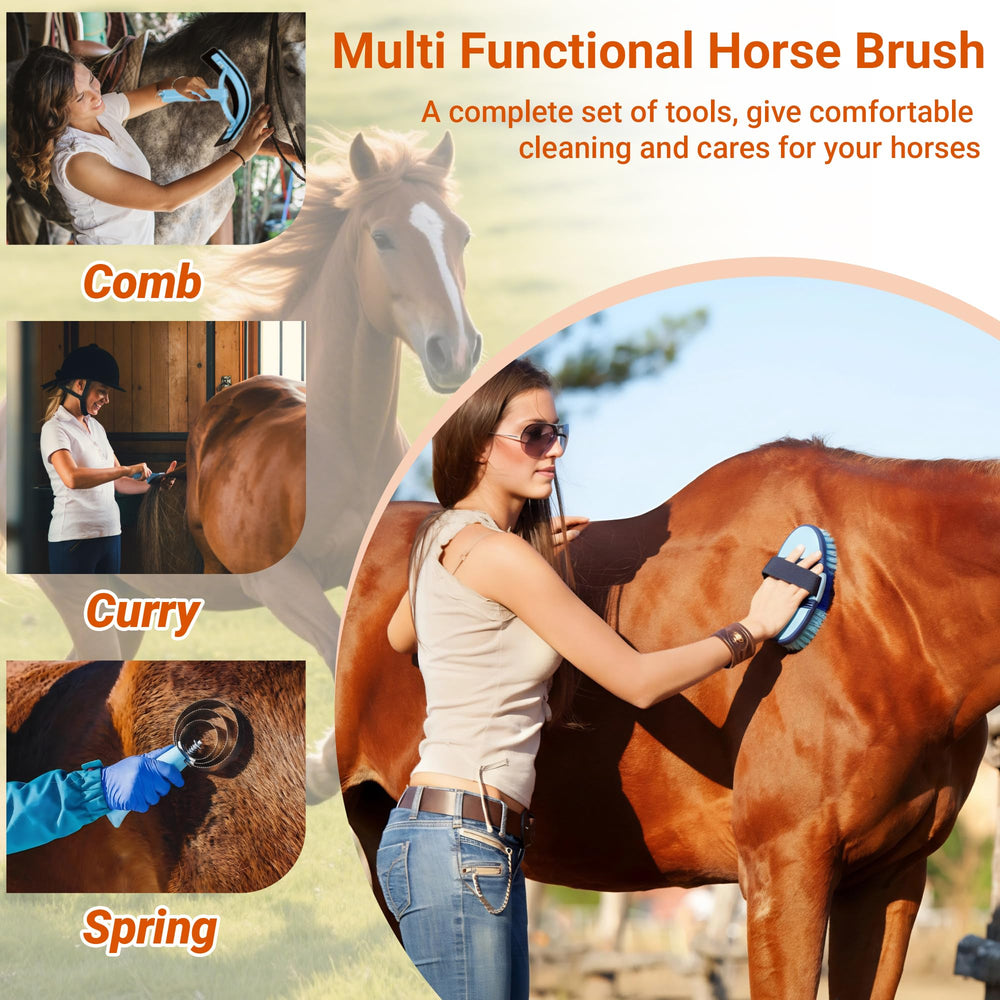 Rouisxue hoof pick with brush cleans hooves and crevices effectively.