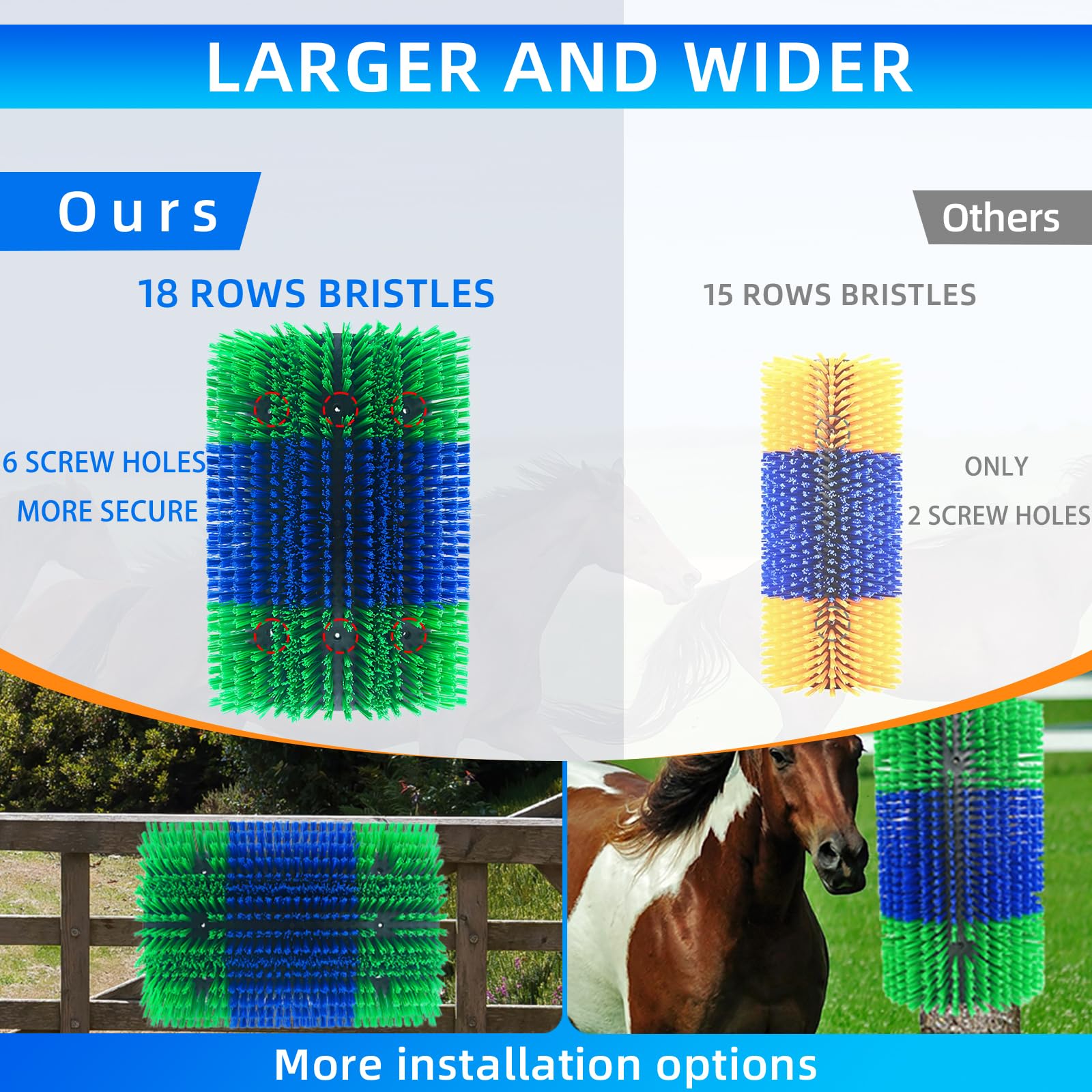 Rouisxue scratch brush installed on fence demonstrates secure mounting options