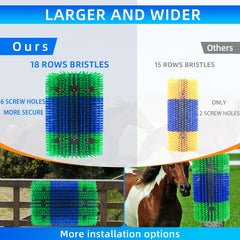 Rouisxue scratch brush installed on fence demonstrates secure mounting options