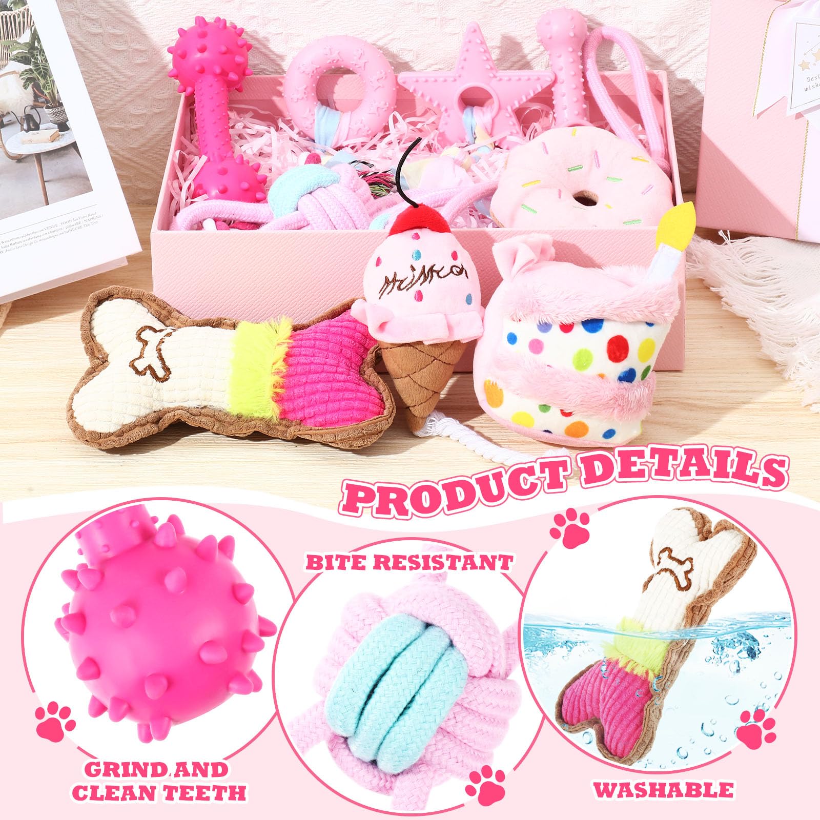 RoundFunny squeaky plush toys entice interactive play and reduce boredom during puppy sessions.