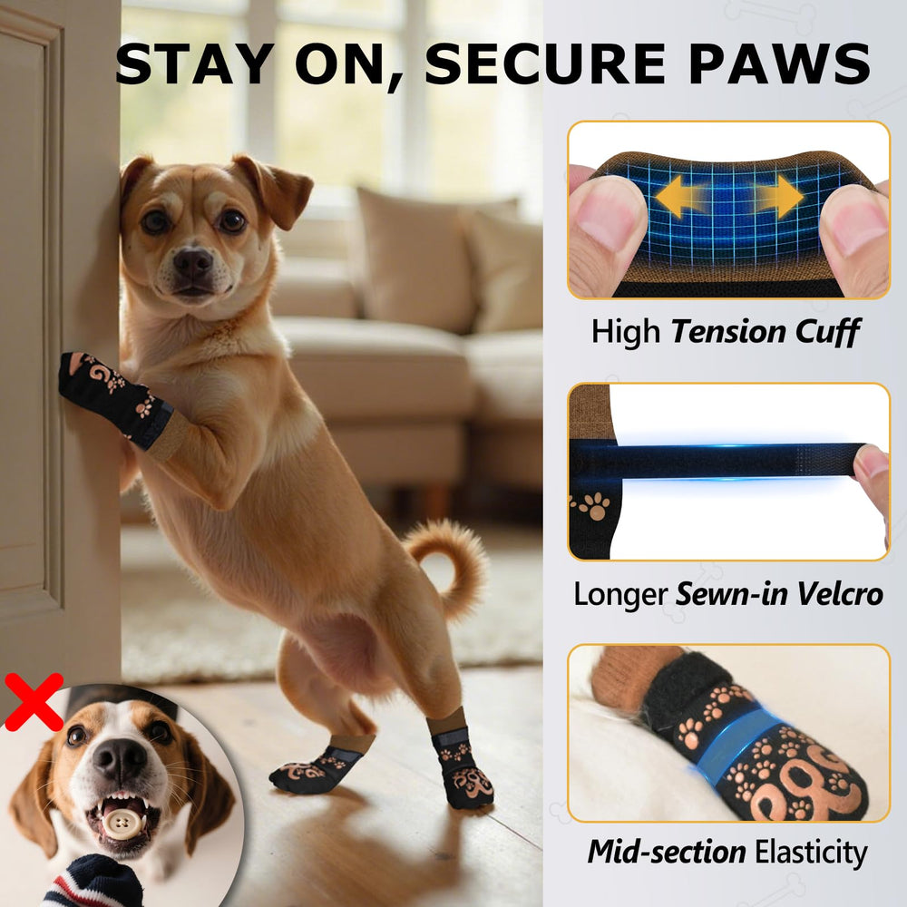 ROUWINNE anti-slip dog socks bottom dots offering non-slip grip across surfaces