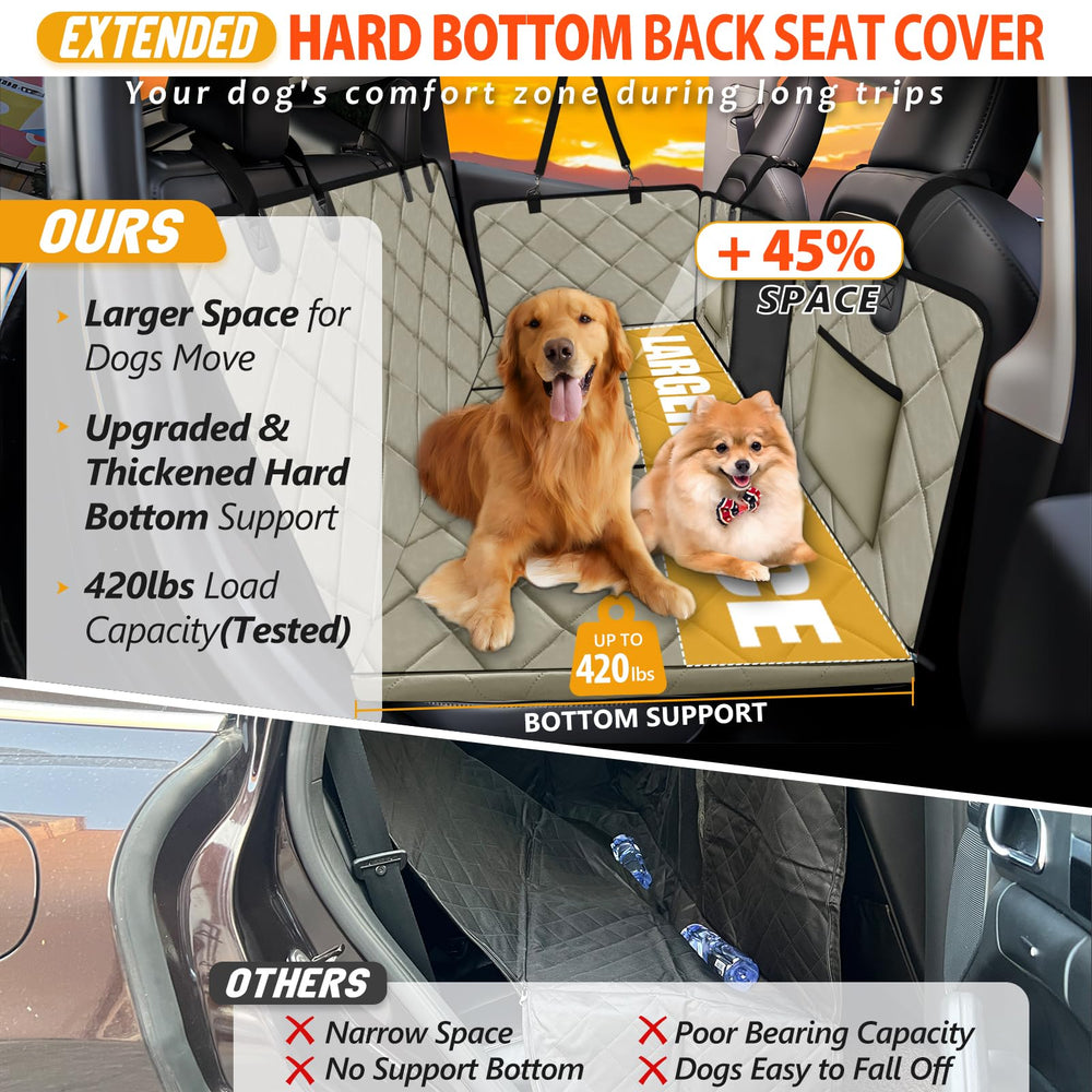 ROUWINNE back seat extender hard-bottom plate boosts stability for dogs on the ride