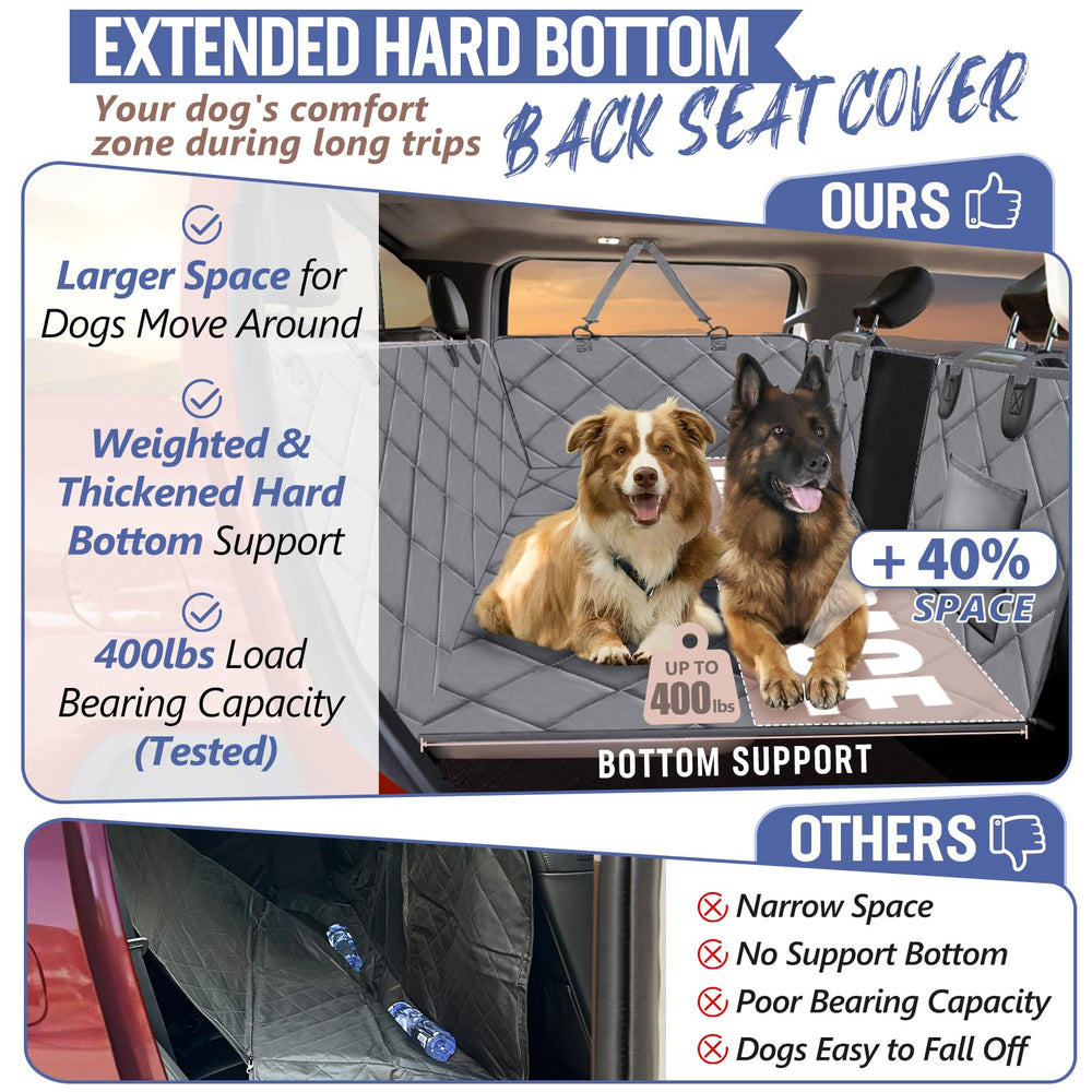 ROUWINNE back-seat-extender installed in crew cab shows secure fit for trips.